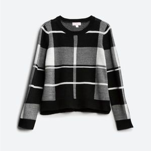 Roen pull over sweater XXL for kids, Black and white crew plaid